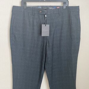 Ted Baker London Pants Mens Size 38R Navy Striped Wool Cotton Herringbone Formal